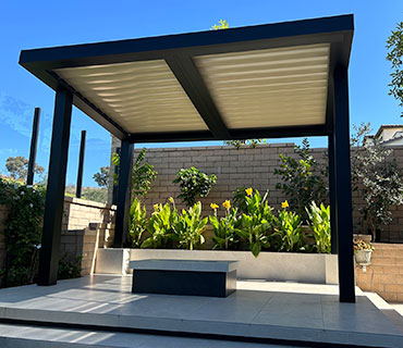 Free standing patio cover installation near pool