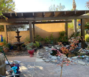 Open lattice patio cover materials and construction